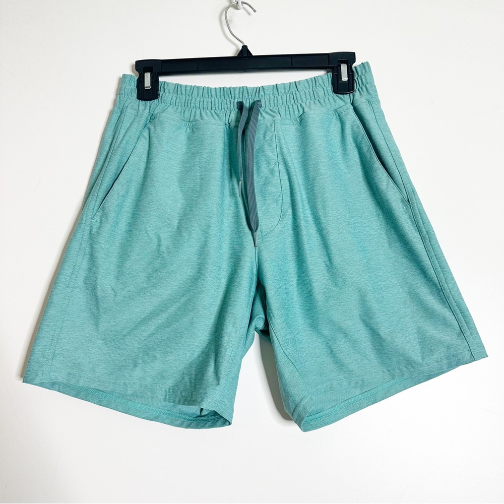 Outdoor Voices teal blue drawstring shorts